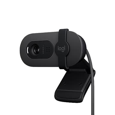 Logitech Brio 100, cámara web Full HD para reuniones y streaming, equilibrio de iluminación automático, micrófono integrado, tapa de privacidad, USB-A, Grafito