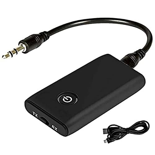 Transmisor Bluetooth 5.0, Adaptador Bluetooth Transmisor y Receptor 2-en-1 Jack 3,5 mm Baja latencia, Altavoces 2 en 1 Emisor y Receptor de Música para TV, Coche,Auriculares