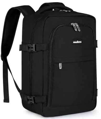 MOCOCITO Mochila Viaje Cabina Avion 40x20x25, Bolso de Viaje para Ryanair EasyJet Mochila de equipaje de mano Mochila Viaje, Mochila Unisex Impermeable 20L (Negro Clásico)