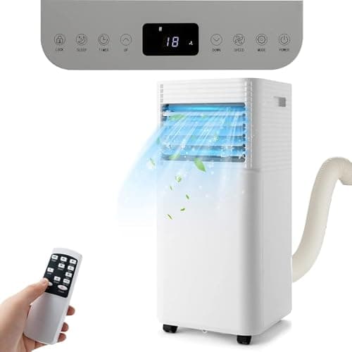 GOPLUS Aire Acondicionado Portátil 9000BTU 2,6kW, 4 en 1 Función de Refrigeración Deshumidificación Ventilación, Temporizador 24H, Modo Nocturno, Mando a Distancia/Pantalla, 20㎡, R290