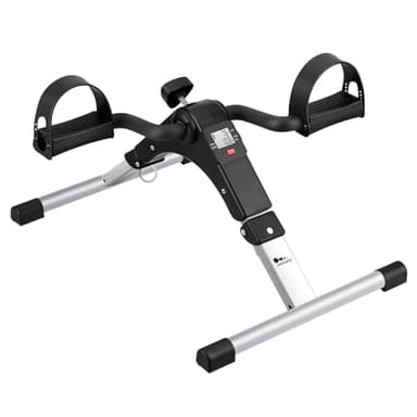 himaly Mini Bicicleta de Ejercicio Plegable Portátil para el Hogar Pedal Ejercitador Gimnasio Fitness Brazo Pierna Entrenamiento Resistencia Ajustable con Pantalla LCD para Mujeres y Hombres