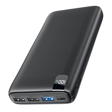 Batería Externa 27000mAh Power Bank: Hiluckey 22,5W Carga Rápida PD USB C Cargador Portátil con Pantalla LED Digital y 4 Outputs para Smartphone Tablets