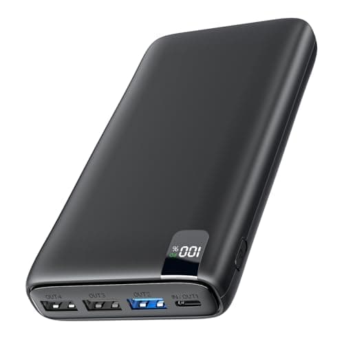 Batería Externa 27000mAh Power Bank: Hiluckey 22,5W Carga Rápida PD USB C Cargador Portátil con Pantalla LED Digital y 4 Outputs para Smartphone Tablets
