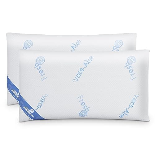 DON DESCANSO Pack 2 Almohadas Gel Fresh con Copos 100% Viscoelásticos, 70cm, Firmeza Media, Ergonómicas, Adaptables, Termoreguladora, Transpirables, Tejido Strech. Fabricadas en España