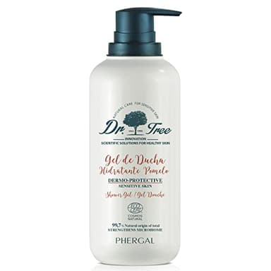 Dr. Tree Gel de Ducha Dermoprotector Hidratante, Especial Pieles Sensibles o Tendencia Atópica, Fortalece el Microbioma, 99.7% Ingredientes Naturales, Aroma a Pomelo, 500 ml