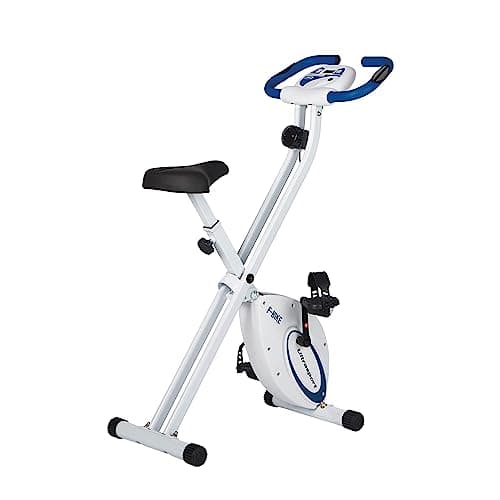 Ultrasport F-Bike Bicicleta Estática Plegable hasta 130 KG, Extra Silencioso con Sillín de Confort Ajustable I Bici Estática Plegable Indoor, Bicicletas Estáticas (Azul)