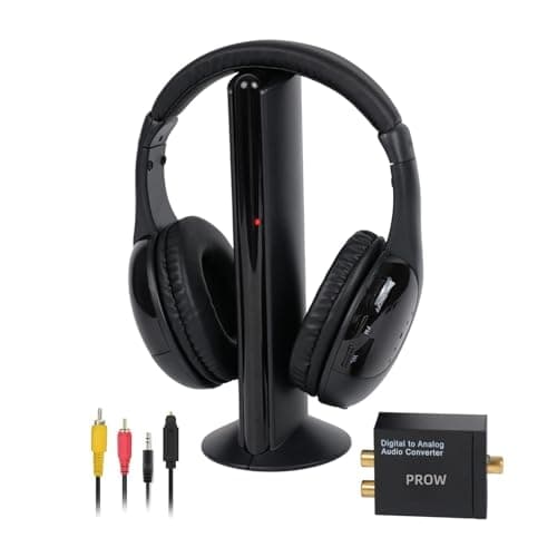 Auriculares InaláMbricos para TV, Auriculares InaláMbricos para TV con Base Transmisora ​​para Personas Mayores, Auriculares InaláMbricos para TV con Radio FM, Compatible con RCA, ÓPtico Y Coaxial