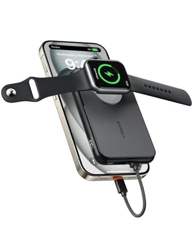 VEGER Bateria Externa Carga Rapida,10000mAh Power Bank,Cable de Conexión Bidireccional Incorporado de iPhone a Type C,Bateria Portatil para iPhone,Apple Watch,Smartphones Type C,Samsung,iPad,etc