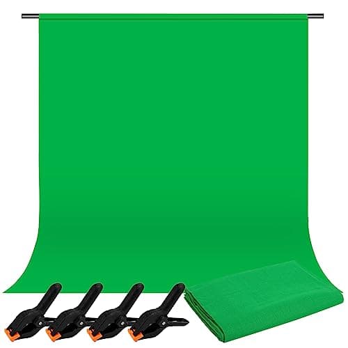 Fondo Fotográfico 2 x 3M Pantalla Verde Croma Estudio Profesional Green Screen con 4 Clips, Plegable Portátil Telón de Fondo de Poliéster Chroma Pantalla para Grabar Vídeo Fotografía y Televisión