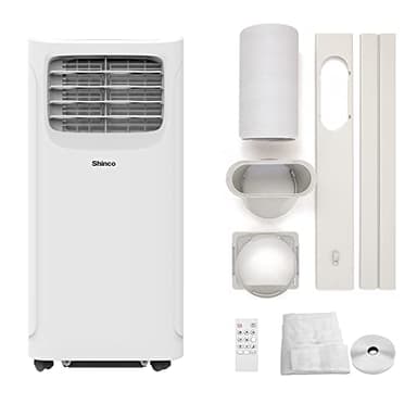 SHINCO 9000BTU Aire Acondicionado Portátil con Función 3 en 1, Aire acondicionado, Deshumidificador, Ventilador, Modo de suspensión, Para máximo de 22㎡, Temporizador de 24 horas, 2 Kits de Ventana