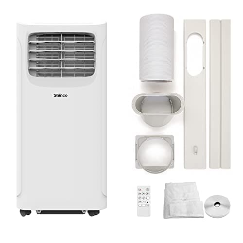 SHINCO 9000BTU Aire Acondicionado Portátil con Función 3 en 1, Aire acondicionado, Deshumidificador, Ventilador, Modo de suspensión, Para máximo de 22㎡, Temporizador de 24 horas, 2 Kits de Ventana