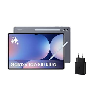 Samsung Galaxy Tab S10 Ultra 256GB + Cargador - Tablet IA, Tableta Android 5G, 12GB RAM, Pantalla AMOLED, Antirreflejos, S Pen Incluido, Gris (Versión Española)