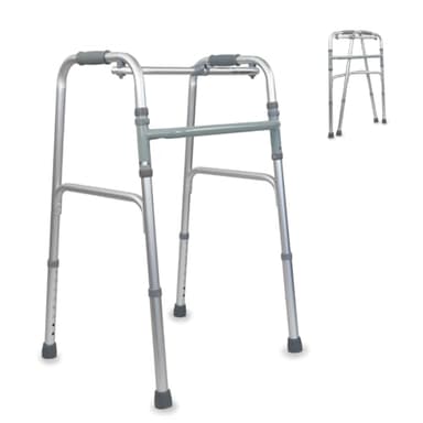 Mobiclinic®, Andador para ancianos, Plegable, Ligero, Sin ruedas, Estrecho, Conteras antideslizantes, Fabricado en aluminio, Resistente, Modelo columna, Marca española, Color gris