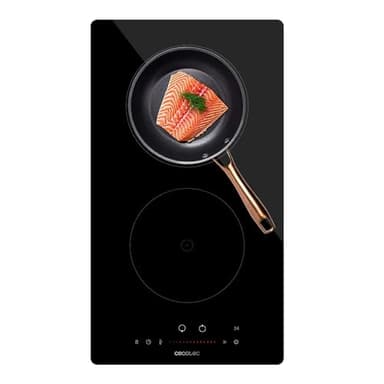 Cecotec Placa de Inducción 2 Fuegos Bolero Squad I 2100 Potencia Máx 3500W en 9 niveles, Programa el Tiempo, Sistema Keep warm, Control Táctil, Control Seguridad niños, Detector de Sartenes