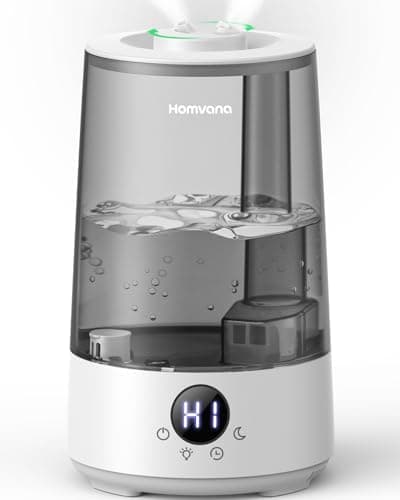 Homvana Humidificador Bebes Mocos y Tos, 3.6L Cool Mist 16dB Silencioso (SilentSpray), Top-Fill 34 Horas de Funcionamiento, con Bandeja de Aroma, BPA Free Bebés y Plantas, 7 Color Light, Sleep Mode
