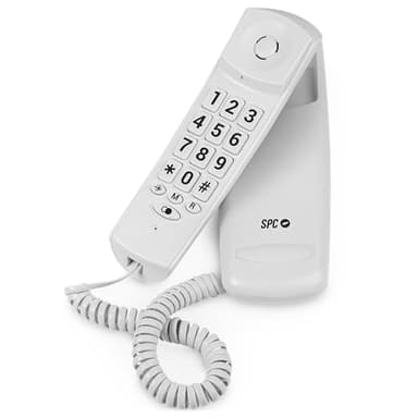 SPC Original Lite 2 – Teléfono Fijo sobremesa o Pared, Compacto y fácil de Usar, señal Luminosa, 10 memorias indirectas, Teclas Grandes, función rellamada - Blanco