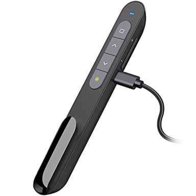 Presentador Inalambrico Recargable, 2,4 GHz Hipervínculo Volumen Pasador Diapositivas Puntero Presentaciones Mando Ordenador Powerpoint Remote Presenter para PPT/macOS/Windows/Linux/Vista