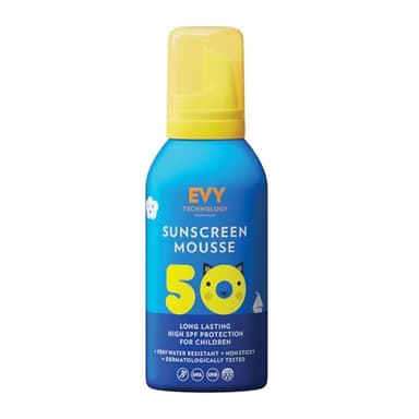 EVY Protector Solar en forma de Mousse para Bebés y Niños SPF 30 - sin perfume - protección solar resistente al sudor y al agua para niños a partir de 6 meses