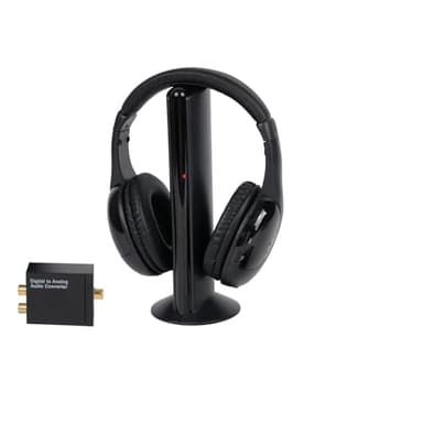 Auriculares EstéReo InaláMbricos Para TV, Auriculares Negros Profesionales De MonitorizacióN Auriculares Para Radio FM - Auriculares InaláMbricos 5 En 1 Con Decodificador Digitales Para TV Digitales