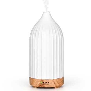 Vankarr Difusor Aceites Esenciales Difusor de Aromas Ultrasónico Difusor de Aromaterapia Humidificador Vaporizador de Esencias para Casa, Yoga (Blanco 100ml)