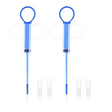 RRICHH 2 Piezas Pastilla Azul Jeringas para Gatitos Dispensador de Medicamentos Pastilla Jeringa para Mascotas Reutilizable Pequeño Leche Feeder con Punta Suave para Pequeñas Mascotas Perros Gatos
