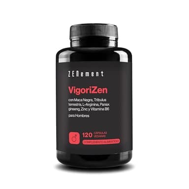 VigoriZen con Maca Negra, Tribulus terrestris, L-Arginina, Ginseng, Zinc y Vitamina B6 - Fórmula para el Vigor y Testosterona Masculinos - 120 Cápsulas Veganas - Zenement