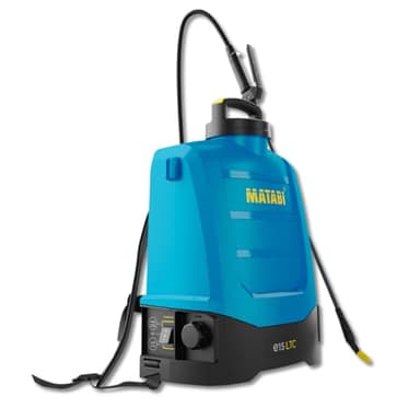 Pulverizador Eléctrico Matabi e15 LTC - Batería Extraible Li-Ion 20V - hasta 375L de Autonomía - Control Electrónico LTC - Correas Ergonómicas - Incluye 4 Boquillas - para Agricultura y Jardinería