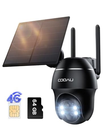 COOAU 4G LTE Cámara Vigilancia Exterior con Sim, 2K 3MP QHD Camara 4G Solar sin Cable con Batería, PTZ 355°/90°, Visión Nocturna, PIR Detección de Movimiento, Audio de Dos Vías, Tarjeta SIM