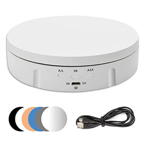 Aomdom Base Giratoria Eléctrica 14,6cm 10kg Plataforma Rotatoria Profesional 360° con Mando a Distancia Mesa giratoria eléctrica para fotografía automática