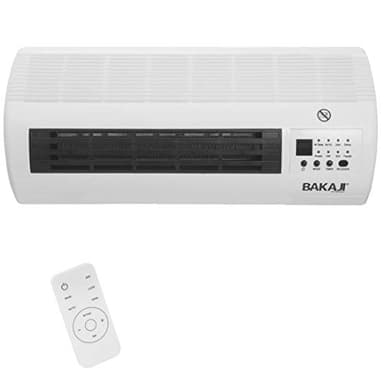 Bakaji Calefactor cerámico eléctrico de pared con mando a distancia, 2 niveles de potencia seleccionables, 1000 W/2000 W, pantalla LED y función temporizador (45 cm de ancho)