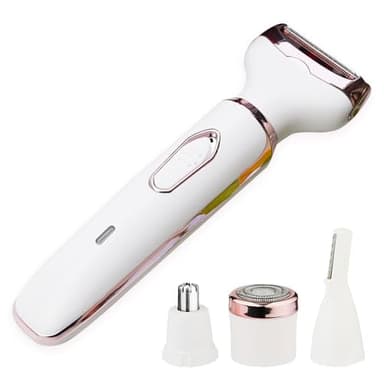 Kit de afeitadora eléctrica 4 en 1 para mujer, maquinilla de afeitar eléctrica para mujer, recortadora de bikini, depilación indolora para cara, cuerpo, piernas, bikini, axilas y cejas, uso húmedo y