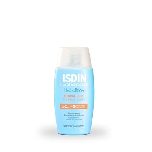 Fotoprotector ISDIN Fusion Fluid Mineral Baby SPF 50 - Protector solar facial formulado para la piel de niños y bebés, Filtros 100% físicos, Apto para pieles atópicas, 50 ml