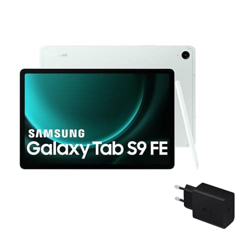 Samsung Galaxy Tab S9 FE - Tablet + Cargador, 128 GB, Wifi, S Pen incluido, Batería de Larga Duración, Clasificación IP 68, Verde Menta (Versión Española)