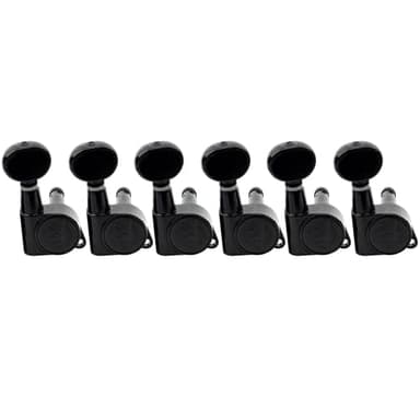 Wilkinson 6 en Línea E-Z-LOK Botón Mini Oval Clavijas AfinadorasClavijero de Repuesto para Guitarra Eléctrica Fender Strat/Tele Style, Negro