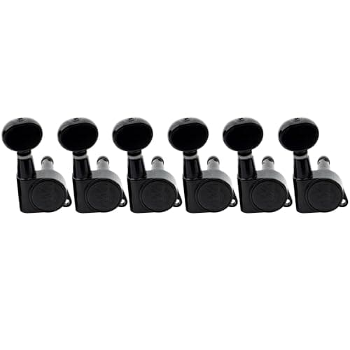 Wilkinson 6 en Línea E-Z-LOK Botón Mini Oval Clavijas AfinadorasClavijero de Repuesto para Guitarra Eléctrica Fender Strat/Tele Style, Negro