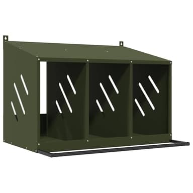 vidaXL Nido para gallinas con 3 compartimentos de metal verde oliva, caja nido para gallinas ponedoras, caja nido para gallinas ponedoras, caja nido para gallinas ponedoras