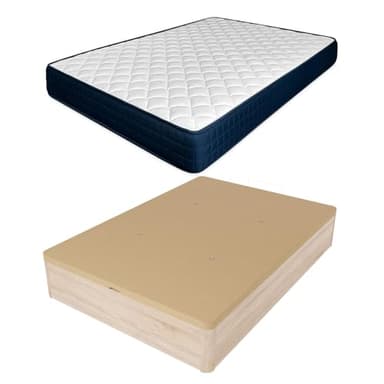 amuéblate online - Pack Colchón Viscoelástico Naran (Doble Cara) + Canapé Madera Abatible con Gran Capacidad | Color Cambria 90 x 190