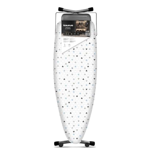 Taurus - Tabla de planchar Argenta Elegance | Plegable | Fácil almacenaje | Apta para centros de planchado | Altura regulable 98 cm | Apta para planchar sentado | 100% algodón | 130x48cm