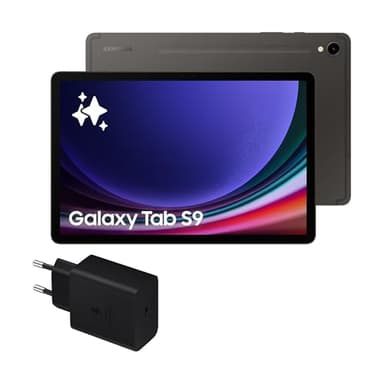 Samsung Galaxy Tab S9, 256 GB, WiFi + Cargador 45W - Tablet Android con IA, Ranura MicroSD, S Pen Incluido, Gris (Versión Española)