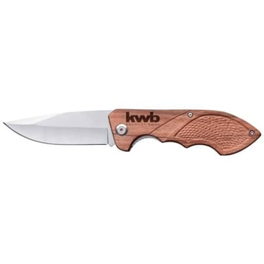KWB Cuchillo de caza con mango de madera 021990 (60 mm, hoja de acero inoxidable, con clip de cinturón), 1 pieza