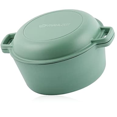 Mahlzeit Kazan con Asas y Tapa de Hierro Fundido Esmaltado | 6,9 litros | Color Menta | Cacerola apta para Inducción | Olla para Hornear Pan