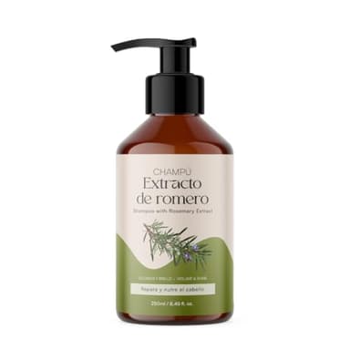 QKnatur - Champú con Extracto de Romero (250 ml). Contiene Activos para Fortalecer y Reparar el Cabello. Para conseguir un cabello con Volumen y Brillo. Para Cabello Fino o Dañado