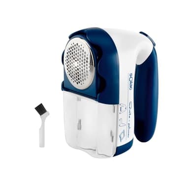 Solac H101 - Quitapelusas eléctrico o a pilas. Cabezal de corte con diámetro amplio. Potente. 3 niveles de apurado. Deposito extraíble. Portátil. Blanco