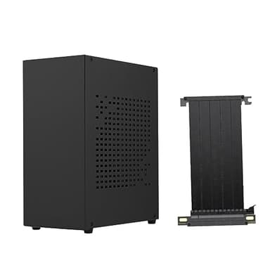 Mjaie Mini chasis ITX de aluminio para videojuegos, carcasa de PC de escritorio, USB 3.0, compatible con tarjeta gráfica RTX2070 con cable PCIE3.0 Mini ITX, funda para placas base, color negro