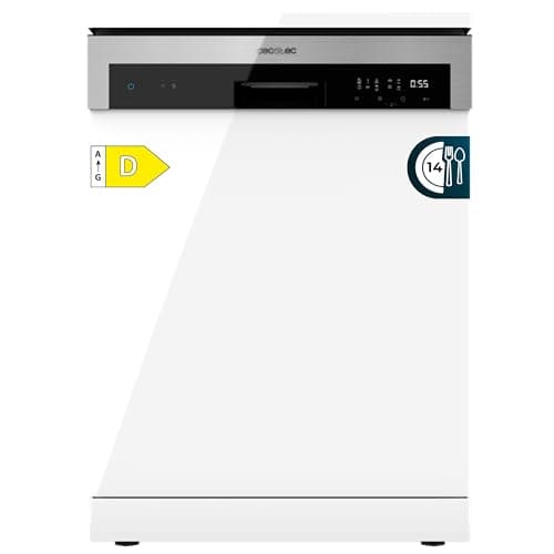 Cecotec Lavavajillas Bolero Aguazero 6200 D. 1850 W, 14 cubiertos, 6 programas, Clase D, Dual Zone Wash, Dry+, Turbo Dry+, Media Carga, Comienzo Diferido, Electronic AquaStop, Panel Táctil