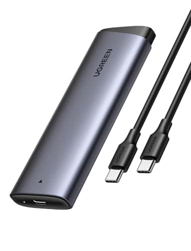 UGREEN Carcasa SSD M.2 NVMe PCIe USB C 3.2 Gen 2 10Gbps UASP Compatible con 4TB M/M+B Key 2230/2242/2260/2280, Caja para Disco Duro con Cable para 990 Pro 980 Pro WD Blue SN570 Kingston