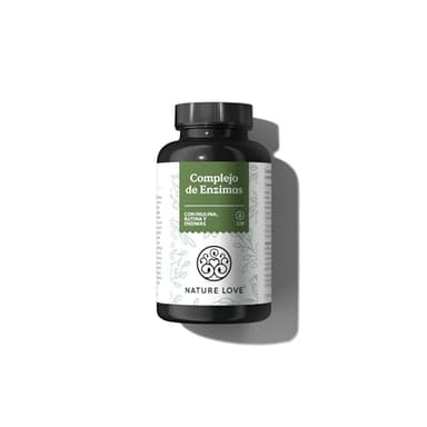 Complejo enzimático NATURE LOVE®- 120 cápsulas - inc. lipasa y α-amilasa | con bromelina, rutina, celulasa e inulina - provisión de enzimas digestivas para 4 meses - vegano, comprobado en laboratorio