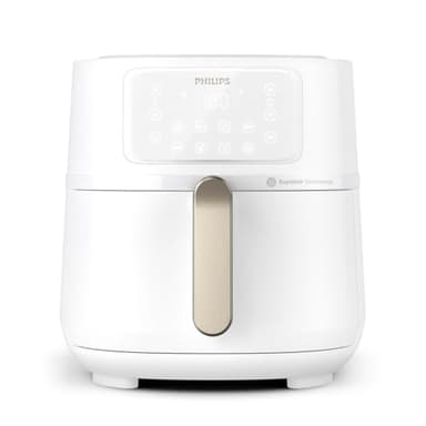 Philips Airfryer Serie 5000 XXL, 7,2 L (1,4 kg) - 6 porciones, 16 en 1 Freidora de aire, conexión Wifi, 90% menos de grasa con tecnología exclusiva Rapid Air, app HomeID, Blanco(HD9285/00)