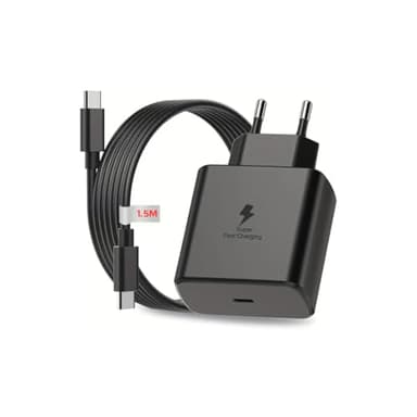 Cargador 45W Super Rapido Samsung Galaxy S24/S23/S22/S21 Ultra/S20/S20+/Note 20/10/9/8/A73/A53/A52, Cable USB-C 1.5 Metros Incluido.