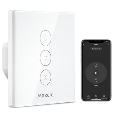 Maxcio Interruptor de Persiana WiFi, Control Inteligente de Persiana compatible con Alexa, Google Assistant, Control por voz y Control Remoto, Temporizador